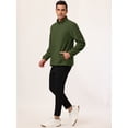 thumbnail image 3 of Chaqueta de forro polar con cremallera completa para hombre, manga larga, cuello alto suave, abrigo de invierno para exteriores con bolsillos Verde L, 3 of 5