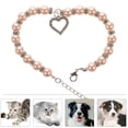 thumbnail image 4 of Collar para mascotas con colgante de corazón de cristal, collar para gatos y perros, joyería con perlas brillantes, talla M (rosa), 4 of 7