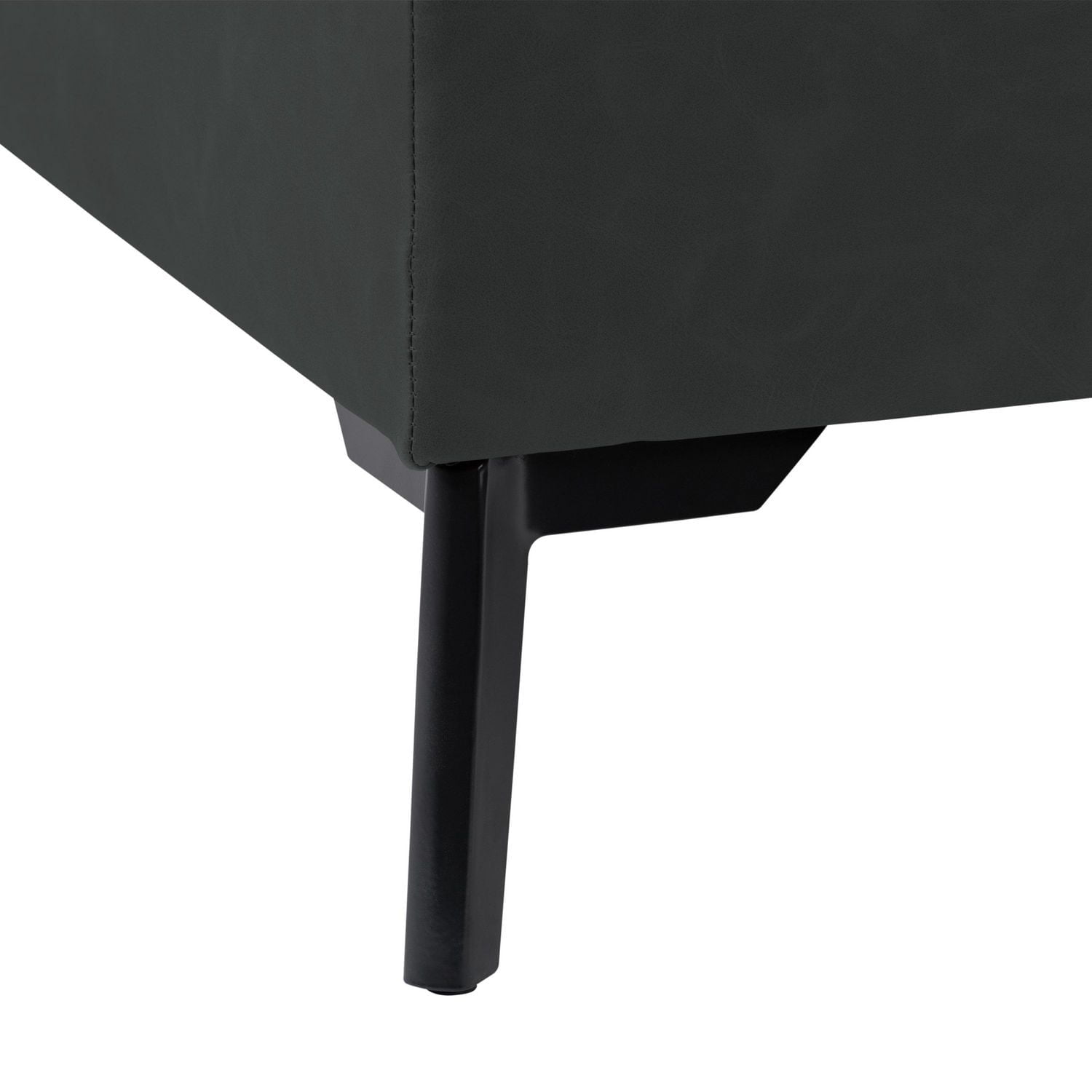 CorLiving Linden Black Upholstered Square Storage Ottoman with Metal Legs