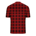 thumbnail image 4 of Cmfcve Round Neck T-shirts for Men Plaid Button Top Blouses Short Sleeve Pullover Work Tee Tops, 4 of 5
