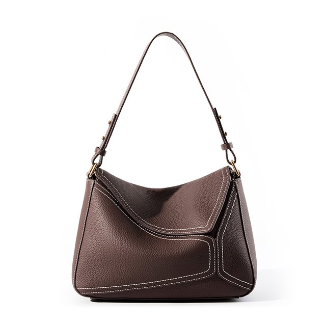 Bolso de hombro GEEK de piel de vaca para mujer, moderno y lujoso, con diseño geométrico, bandolera de piel auténtica, popular en el mercado.