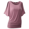 thumbnail image 2 of Doublju Womens Short Sleeve Dolman Drape Loose Fit Tunic Top(Plus Size Available), 2 of 3