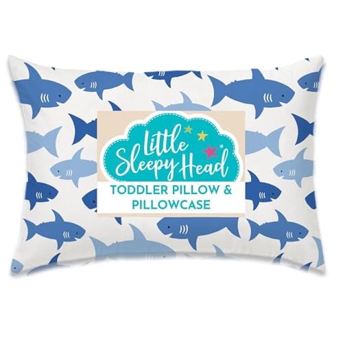 Little Sleepy Head Toddler Pillow with Toddler Pillowcase (Fintastic Friends) Best Pillow for Kids! 13x18"
