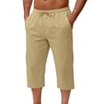 thumbnail image 2 of BRGZLK Capri Pants For Men'S Cropped Pants Fashionable Solid Color Straight Leg Elastic Waist Drawstring Baggy Casual Beach Dress Trousers with Pockets, 2 of 7