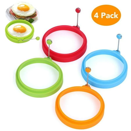 

Chok Silicone Egg Rings Food Grade Egg Cooking Rings Non Stick Fried Egg Ring Mold Pancake Breakfast Sandwiches Egg Mcmuffin Ring(4Pack)