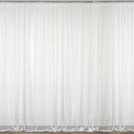 Image of Efavormart 2 Pack | 5ftx10ft Ivory Fire Retardant Floral Lace Sheer Curtains With Rod Pockets