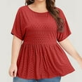 thumbnail image 3 of Aofany Womens Plus Size Tops Short Sleeve T Shirts Round Neck Ruffle Flowy Tee Shirts Causal Summer Tunics Blouses, 3 of 7