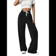 thumbnail image 1 of Pantalones Deportivos Holgados de Cintura Alta con Cordón Ajustable para Mujer, Pantalones Deportivos de Pierna y Bolsillos Negro XXL, 1 of 7