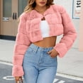 thumbnail image 2 of Penkiiy Womens Ladies Warm Faux Furry Coat Jacket Winter Solid V-neck Outerwear L Pink, 2 of 7