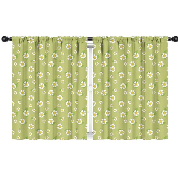 Blackout Kids Curtains,Lightgreen Daisy Flower White Blooms Pattern Childrens Insulated Curtains Set Of 2,Bedroom Essentials,Toddler Room Decor 42"x54"