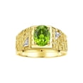thumbnail image 1 of RYLOS Men's Rings 14K Yellow Gold Designer Nugget Ring Oval 9X7MM Gemstone & Diamonds  Peridot August Birthstone Rings For Man Size 10, 1 of 7