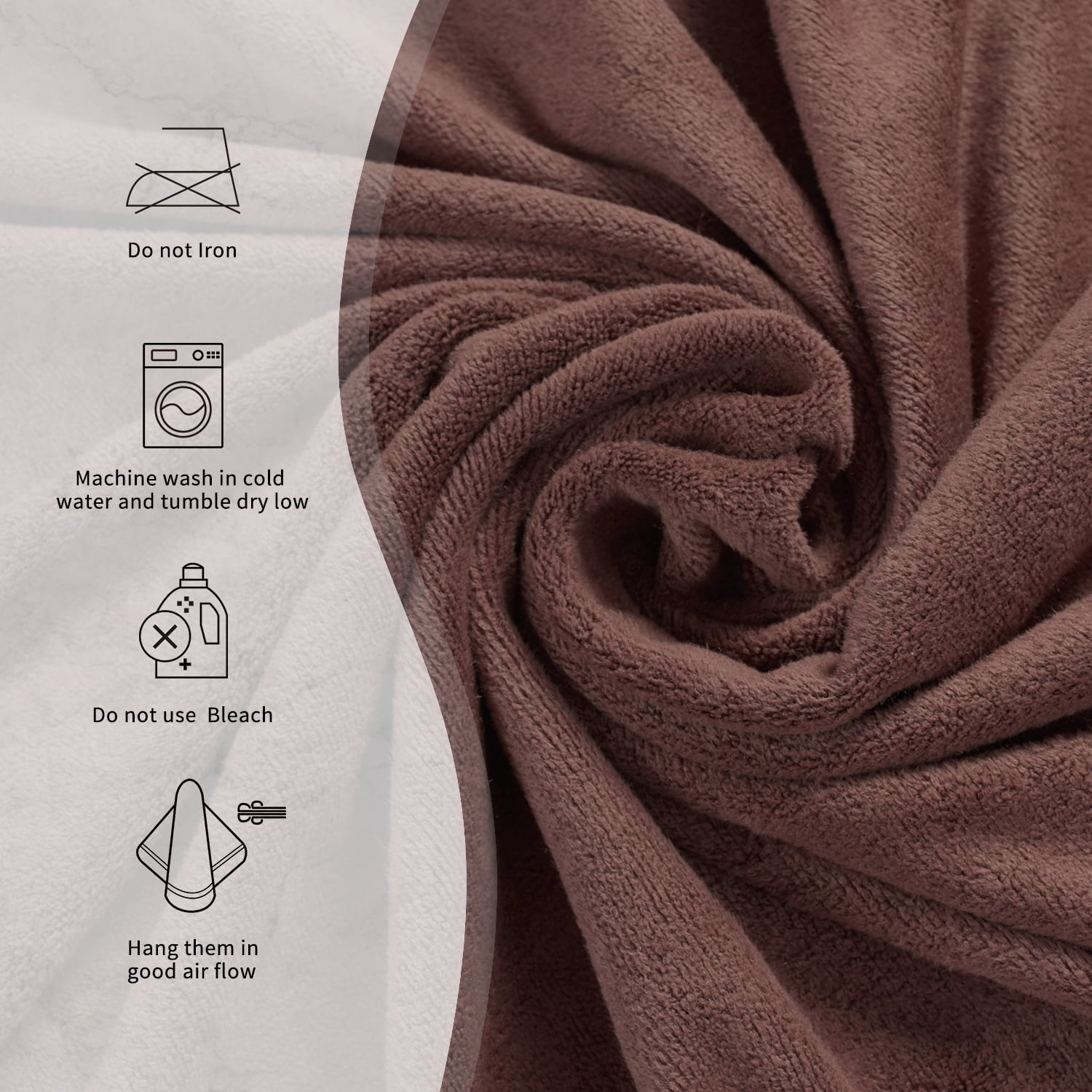 NC Microfiber Bath Towel Set of 6 - Soft Absorbent Hotel Bathroom Towels, Purple,Blue,Brown