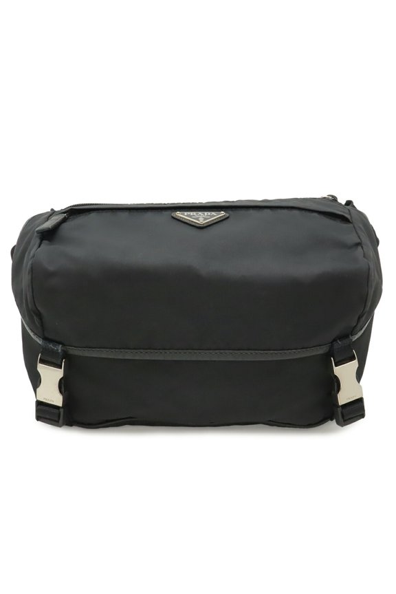 Pre-Owned PRADA Triangle Bag, Body Shoulder Handbag, Nylon Leather, Black, 2VH994