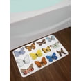 thumbnail image 2 of Colorful Bath Mat, Butterflies in Different Patterns Image on Plain Backdrop Art Print, Plush Bathroom Decor Mat with Non Slip Backing, 29.5" X 17.5", White and Multicolor, by Ambesonne, 2 of 2