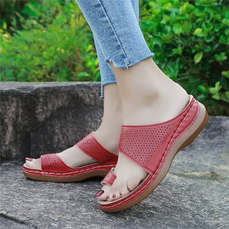 

jsaierl Sandals for Women Summer Hollow Out Flip-Flops Sandals Casual Wide Width Wedge Slipper