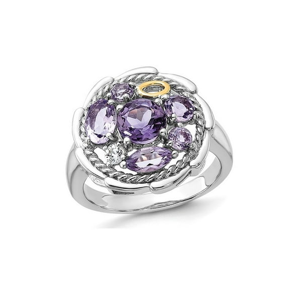 Gem & Harmony 1.84 Carat (Ctw) Amethyst and Pink Quartz Ring in Sterling Silver for Women