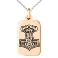 thumbnail image 1 of Stainless Steel Mjolnir Thor's Hammer Viking Norse Engraved Small Rectangle Dog Tag Charm Pendant Necklace, 1 of 1