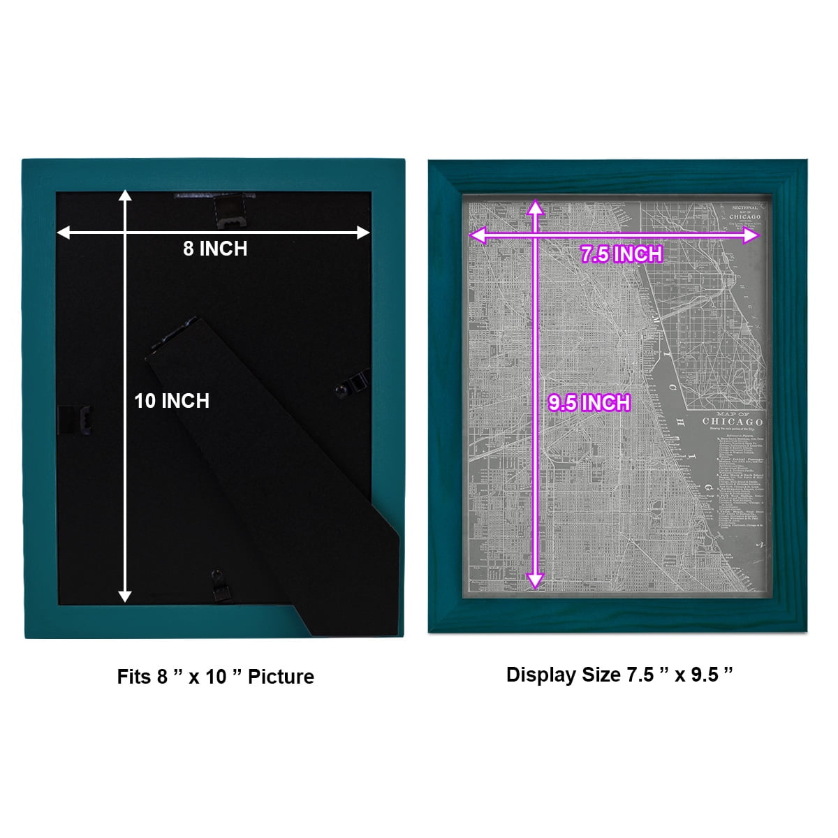 City Map of Chicago -Framed Print w/glass-Ocean Blue