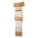 thumbnail image 5 of Faldas largas Vestido de punto informal a rayas horizontales para mujer, vestido tipo túnica caqui de cintura media, estilo Sexy con hombros descubiertos, traje de vacaciones Kuymtek Caqui T S para Mujer, 5 of 9