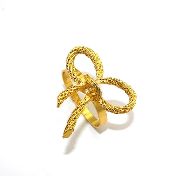 Servilletero de metal con hebilla de lazo simple para hotel Zhuge, anillo de tela para restaurante, hotel, decoración de escritorio - 12 piezas (dorado)