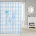 thumbnail image 2 of Manfei Classic Geometric Check Shower Curtain 72Wx78L,Blue Cute Bows Letter M Bath Curtain, 2 of 5