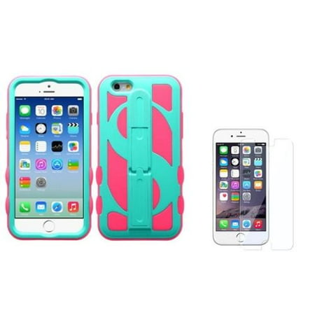 Dollar Iphone Accessories Insten Teal Green/Pink Dollar Hard Hybrid Stand Case For iPhone 6S / 6 4.7