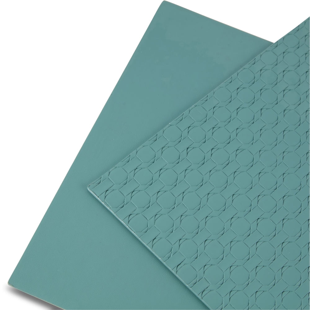 Ala Carte by Dainty Home Stratham Geometric Textured Faux Leather Placemats – Set of 4, Reversible, Non-Slip, Washable, Heat & Tear Resistant – 12x18 in Dining Table Mats