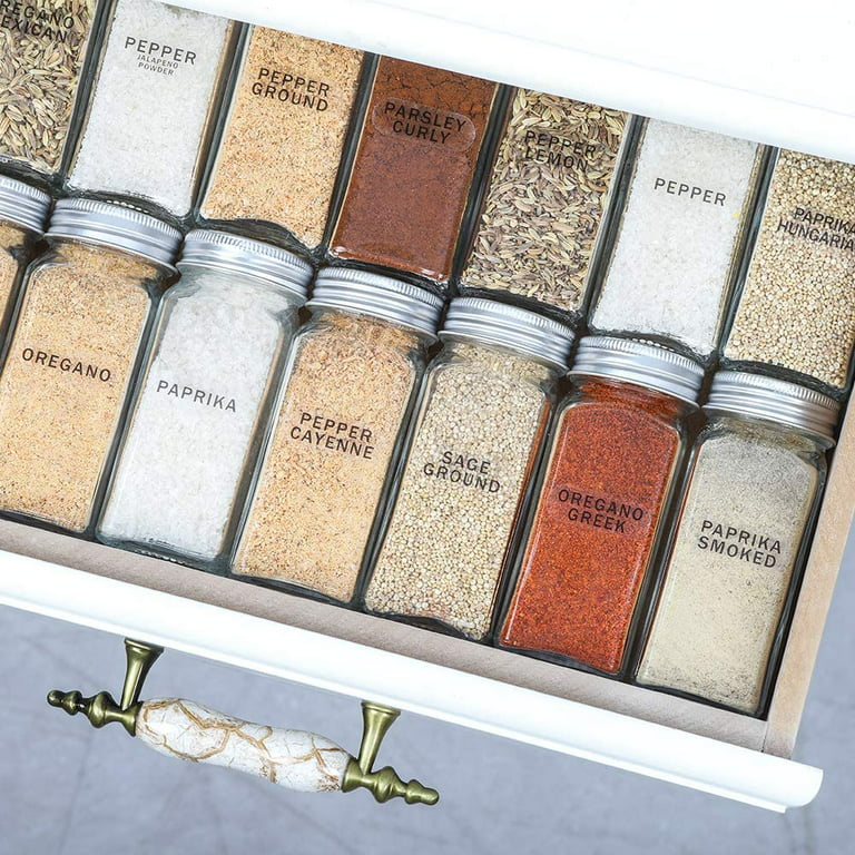 Nevlers 4 oz. Glass Spice Jar Set (24 Pack)  Herb Container Set: Square Spice  Jars , Airtight Metal Covers and Other Accessories 