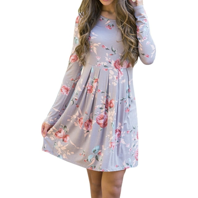 Matchstick Robe Midi à Manches Longues à Imprimé Floral pour Femme