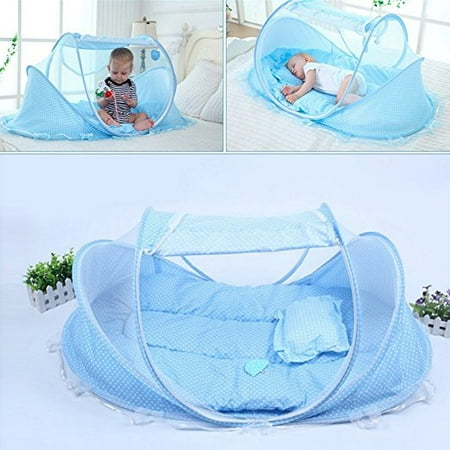 Bestller Baby Infant Portable Folding Travel Bed,Crib Canopy Mosquito Net Tent Portable Baby Cots Crib Sleeper Bed with One Pillow for 0-18