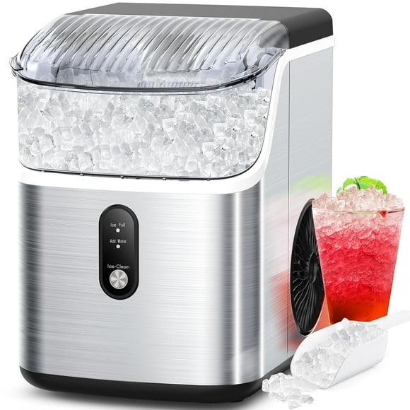 Máquina de hielo COWSAR tipo nugget de 35 lb/24 h con limpieza automática, portátil