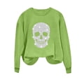 thumbnail image 2 of DIOAZUD Women's Halloween Sweatshirts Plus Size Skeleton Graphic Pullovers Soft Work Round Neck Long Sleeve Sweater Tops Halloween Clothes Mint Green S-XXL, 2 of 5