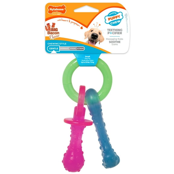 Nylabone Puppy Chew Teething Pacifier Dog Chew Toy Bacon Small (1 Count)