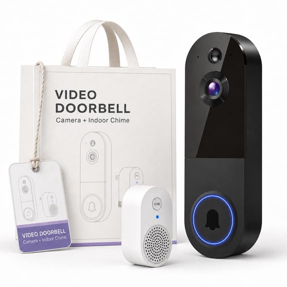 Wireless Video Doorbell Camera with Chime Receiver 1080P HD AI Human Detection Two Way Audio IR Night Vision Rechargeable Battery App Alerts 2.4GHz WiFi Cloud Storage Sold Separately
