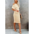 thumbnail image 5 of Aiyino Women's Off The Shoulder Short Sleeve Ribbed Casual Party Bodycon Midi Dress XL,Apricot, 5 of 10