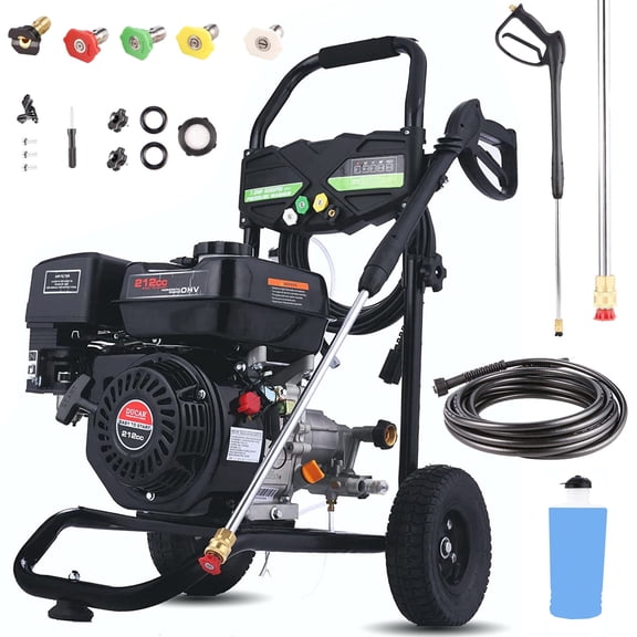 4200PSI Gas Pressure Washer, 4.0GPM Commercial Power Washer Gas Powered, 212cc 7.0 HP Engine, Includes 0.5L Soap Tank,5 QC Nozzles, 25’ Hose