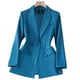 thumbnail image 4 of Traje de mujer de largo medio alto, sencillo, cruzado, de manga larga, con diseño de abanico de diosa, chaqueta ajustada, 4 of 6