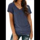 thumbnail image 3 of Camiseta Informal de Cuello en V para Mujer, Azul Marino, Talla XL, 3 of 9