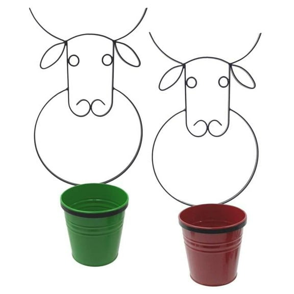 0356E AG-XR S-2 Enameled Galvanized Steel Wall Planter with Iron Hanger - Set of 2