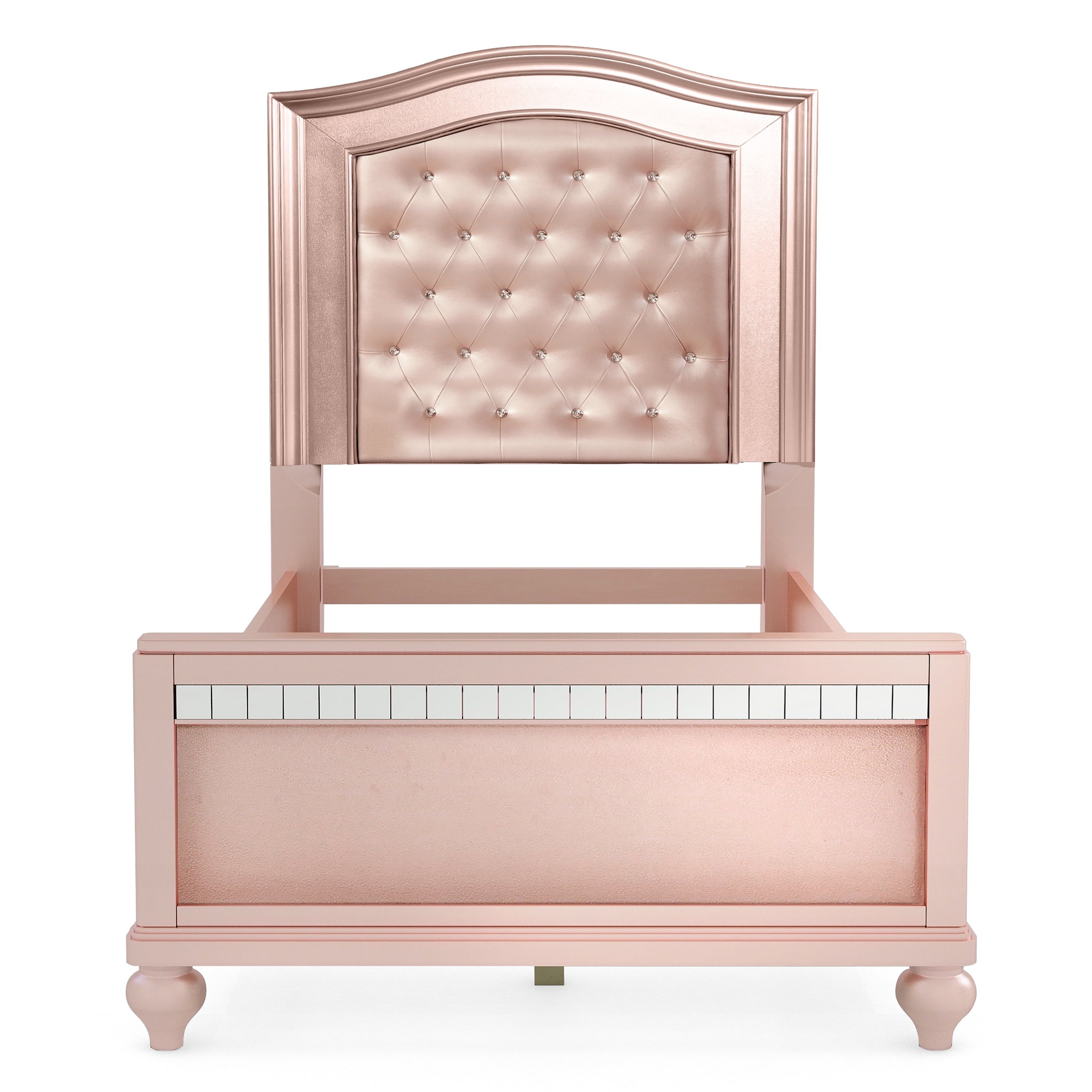 Furniture of America Mikke Tufted Panel Rose Gold Twin Kids Bed