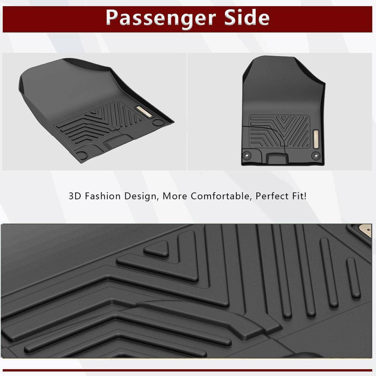 RVNI TPE Rubber Front and Rear for 2016-2022 Honda Pilot Floor Mats Set,1st & 2nd Row All-Weather Protection