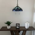 thumbnail image 6 of Tiffany Pendant Lights Plug In Green Blue Stained Glass LED Bulb Included for Dining Room Hotel Restaurant Cafe 16"W*16"D*75"H, 6 of 8