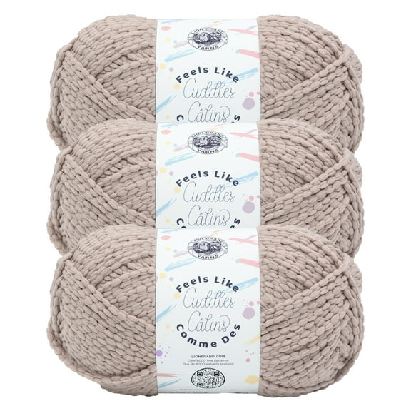 Lion Brand Yarn Feels Like Cuddles Mushroom Bulky Polyester Yarn 3 Pack
