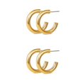 thumbnail image 2 of Transemion Women Earrings Exquisite Jewelry Adornment Rounded Ladies Piercing Ear Hoops Ears Studs Fashion Decor Accessory Golden 2Set, 2 of 6