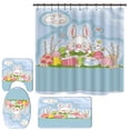 thumbnail image 4 of 4 Pcs Easter Shower Curtain Set with Non-Slip Rug, Toilet Lid Cover and Bath Mat,Funny Rabbit Easter with 12 Hooks, Happy Easter Shower Curtain Sets for Bathroom, 4 of 7