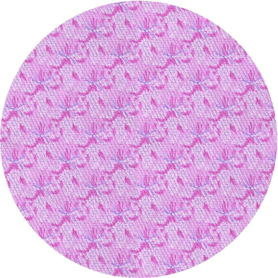 Ahgly Company Machine Washable Indoor Round Transitional Blossom Pink Area Rugs, 5' Round