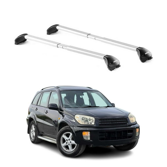 OMAC Roof Rack Cross Bars Luggage Carrier for Toyota RAV4 2000-2005 Alu Silver 2Pcs