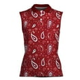 thumbnail image 2 of Paisley Bandana Pattern Burgundy Golf Women Sleeveless Polo XS-4XL, 2 of 5