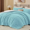 thumbnail image 3 of Queen Comforter Set - Super Soft Sherpa Light Blue Comforter for Queen Size Bed, Luxury Warm Bedding Set for Winter, Fuzzy Bed Set 3 Pieces (1 Comforter, 2 Pillowcases), 3 of 14