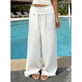 thumbnail image 4 of Women Wide Leg Palazzo Pants Summer Foldover Lounge Trousers Beach Vacation Travel Clothes, 4 of 6